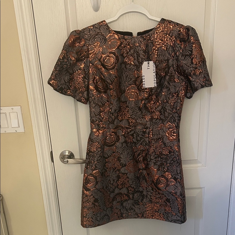 Dress the Population Women's Elsie Puff-Sleeve  Mini Dress size Large